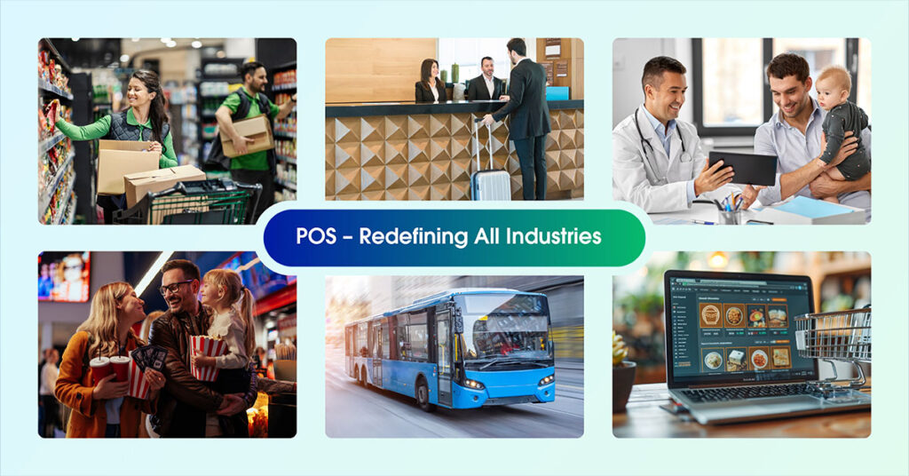 POS devices used across industries—retail, hospitality, healthcare, transport, and entertainment businesses