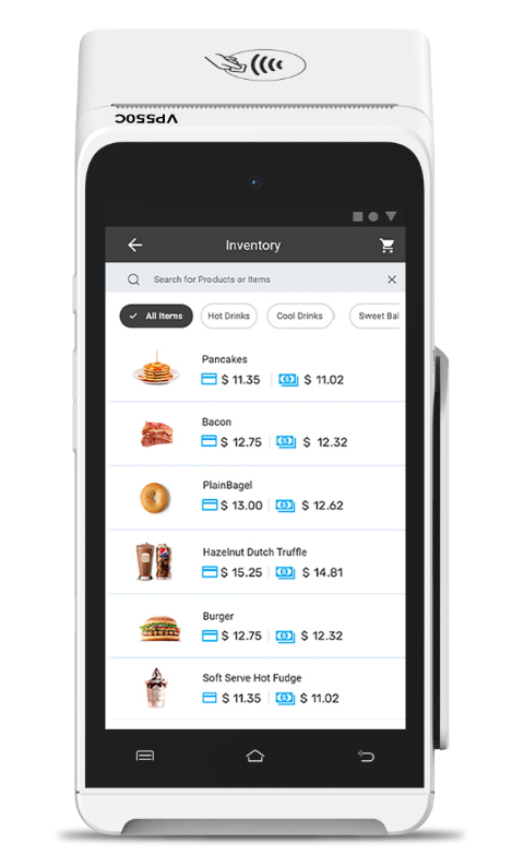 VP550C Engage Menu and Inventory Mobile