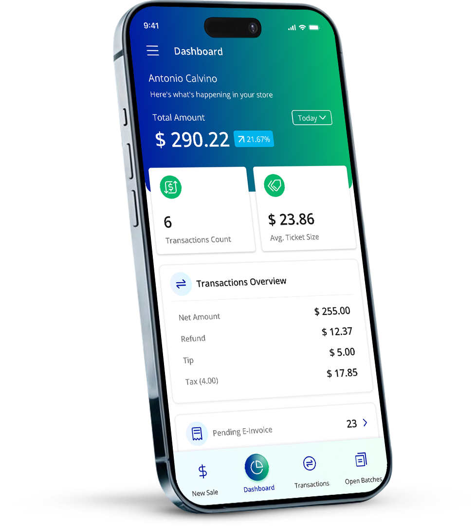 ValorPay Dashboard iPhone Mockup Mobile