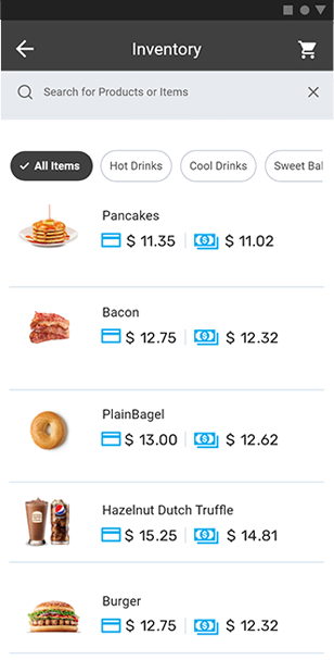 Menu & inventory management
