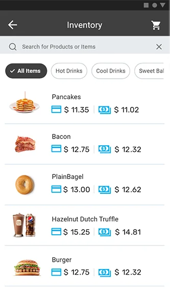 VP350 Menu Inventory